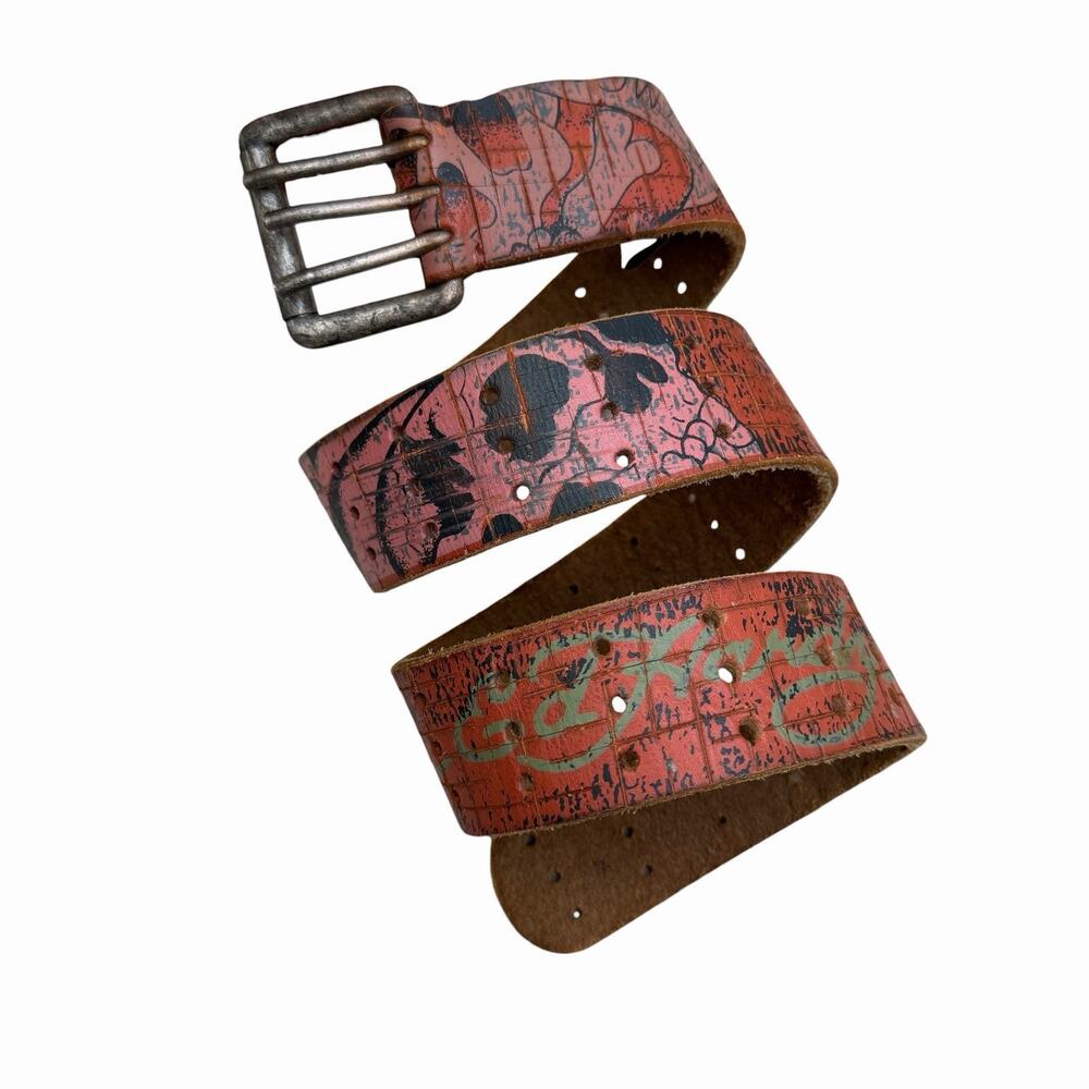 Ed Hardy Y2K 2000’s Leather Belt Skulls W Small